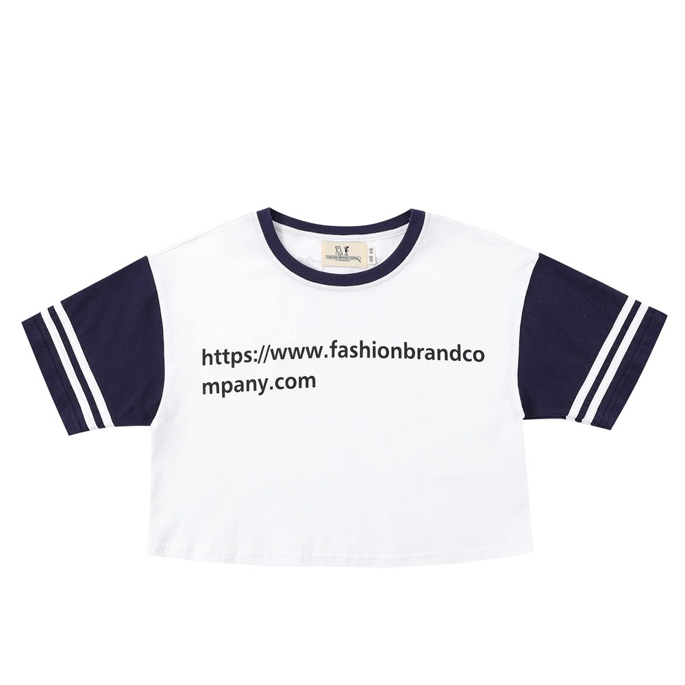 Women's White and Black Crop Top